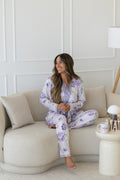 Conjunto Pijama Algodão Floral Lilás com Robe – Segredos Íntimos