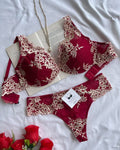 Conjunto de Lingerie Renda Branca e Vermelho – Segredos Íntimos