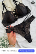 Conjunto Push Up Renda Lux Preto - vista frontal