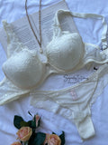 Conjunto Elegance Ivory — soutien e cueca em renda marfim