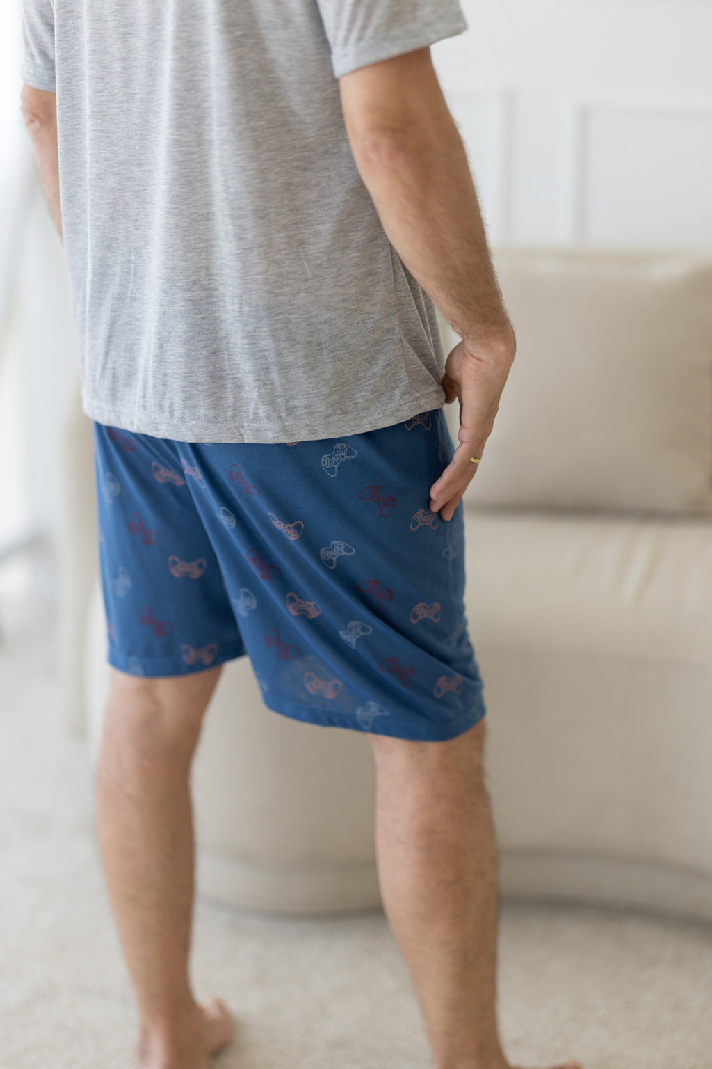 Calção pijama homem azul com padrão gaming