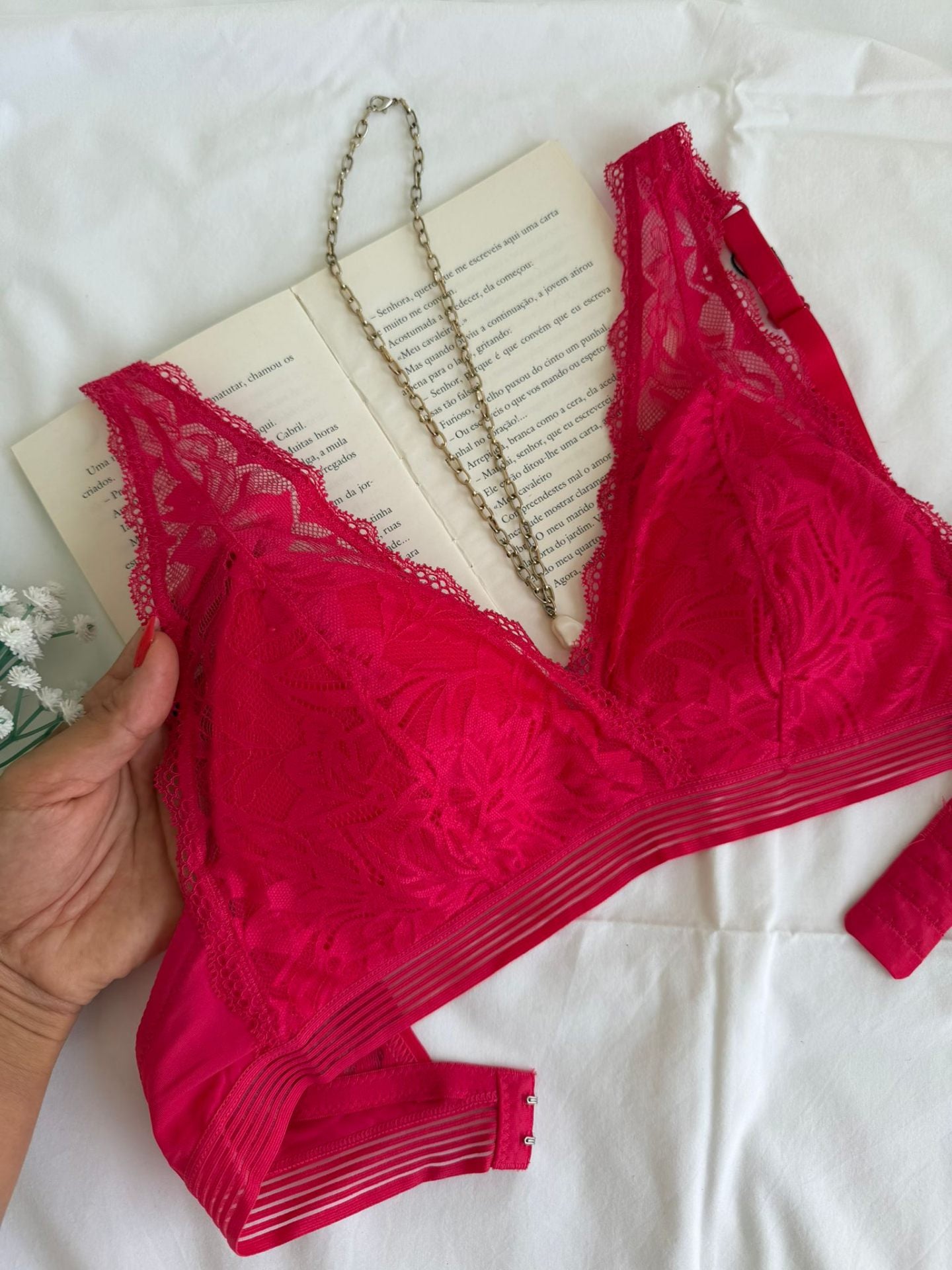 Soutien Renda Sem Aros Rosa Fuchsia - detalhe