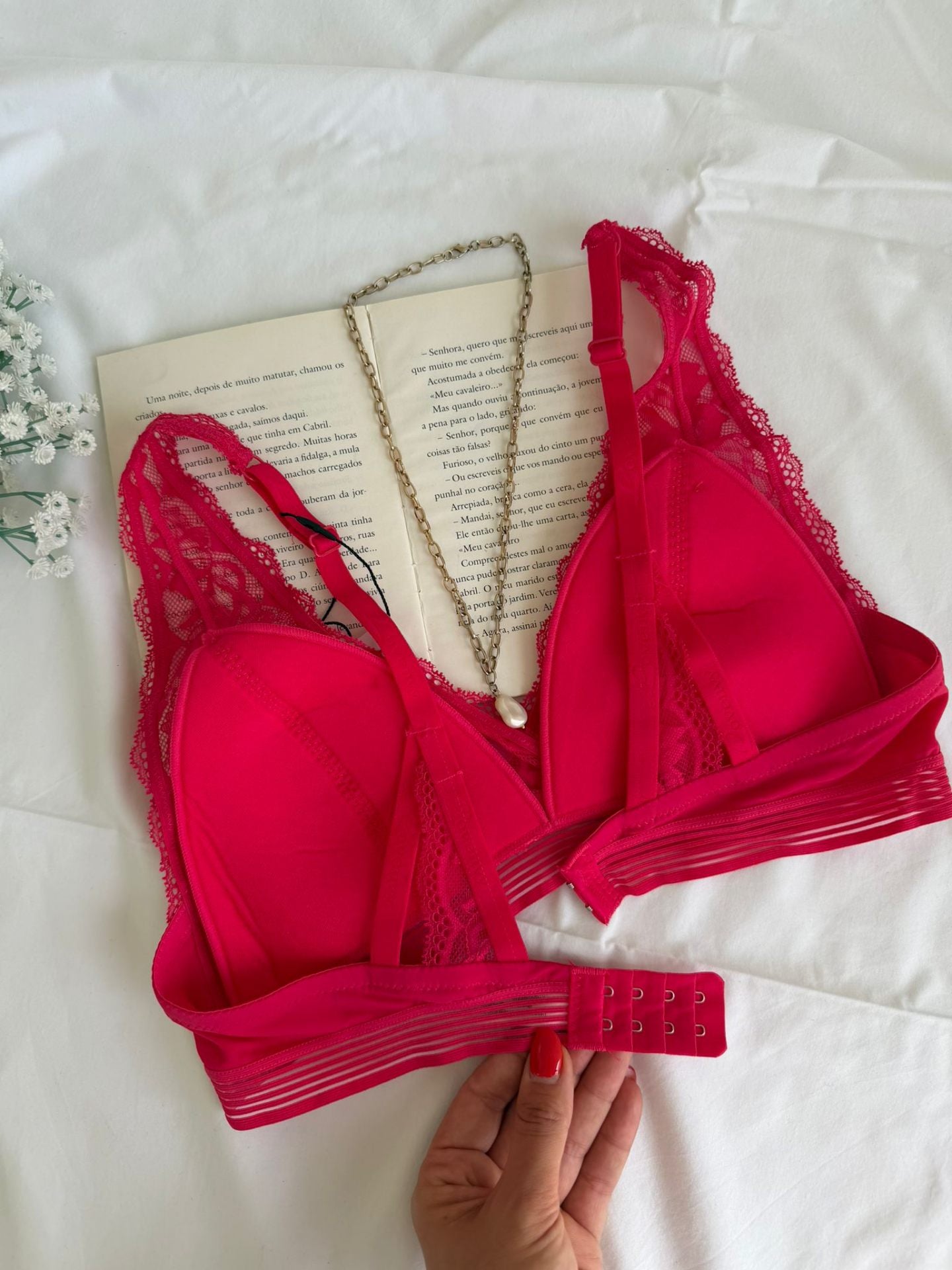 Soutien Renda Sem Aros Rosa Fuchsia - costas