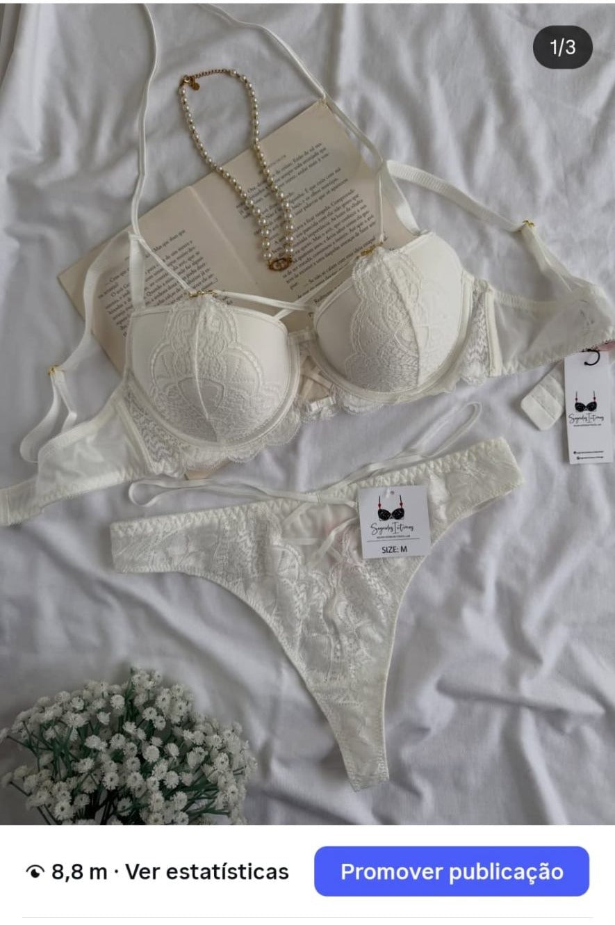 Conjunto Push Up Renda Lux Branco - vista completa