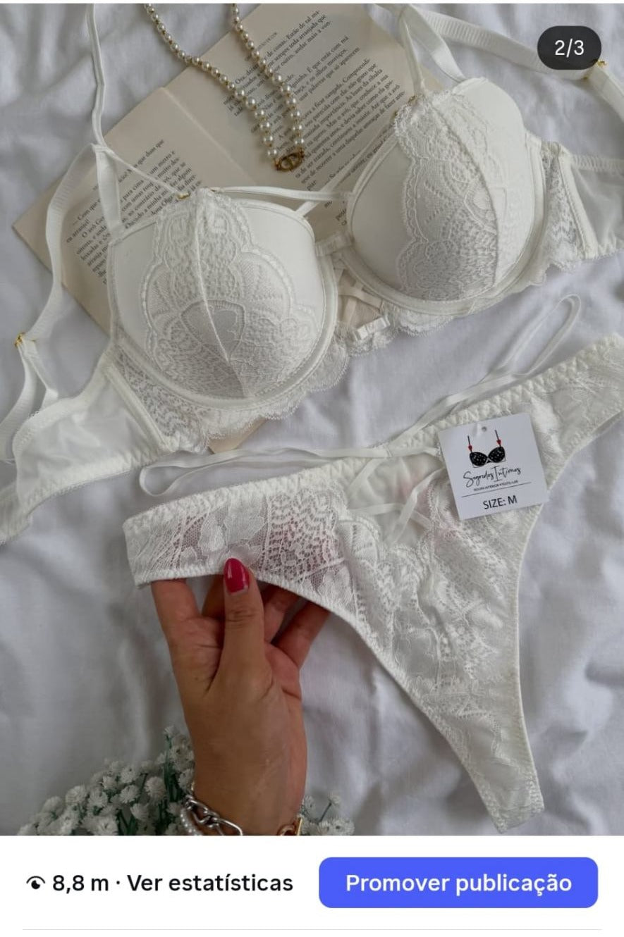 Conjunto Push Up Renda Lux Branco - detalhe da renda